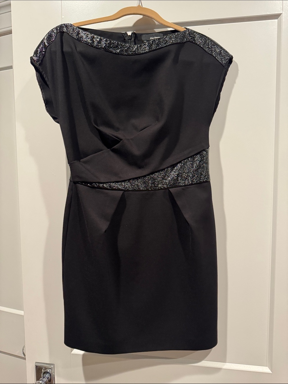 The Kooples Black Mini Dress with leather Trim